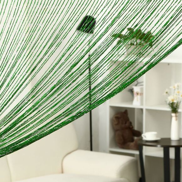String Curtain Fringe Panel Thread Strip Backdrop Divider for Decor Dark Green - Picture 2 of 6